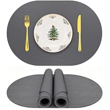 IYYI Silicone Placemats, Dining Placemats Set of 4, Waterproof Placemats for Kids, Heat Resistant Non-Slip Silicone Mats for Dinner Table, Dishwasher Safe (Dark Gray, 17.7" 12")