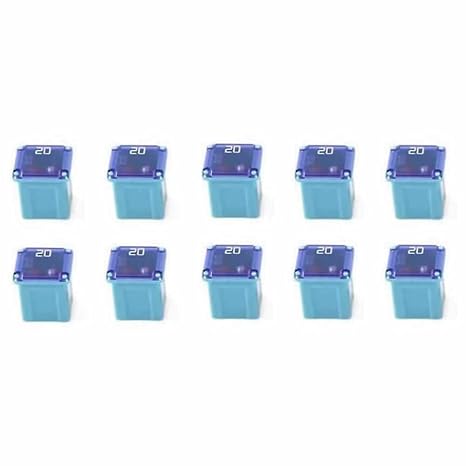 10 Pc Automotive Low Profile JCASE Fuse 20 Amp Fuse Kit for Ford, Chevy/GM, Nissan, and Toyota Pickup Trucks, Cars and SUVs