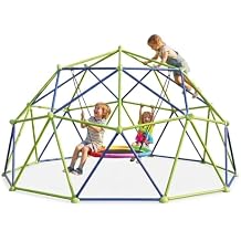 TABU 10FT Climbing Dome with Saucer Swing, Outdoor Dome Climber Supports 1000LBS, Rust-Resistant Jungle Gym Playground for Backyard & Patio, Easy Asssembly, for Ages 3-10