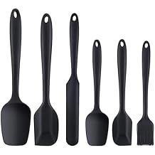 6 Pieces Silicone Spatula Set, Upgrade Strong Handle with Ergonomic Grip, Food Grade Rubber Spatula, Kitchen Cooking Spatulas, Baking, Mixing for Non Stick Cookware, Dishwasher Safe