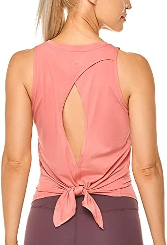CRZ YOGA Womens Pima Cotton Workout Tanks Tie Back Sleeveless Shirts Yoga Athletic Open Back Sport Gym Tops