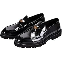 Men's Vintage Flower Dress Loafers Slip On Shoes Fashion Slip-On Leather Shoes Lightweight Comfortable Thick-Soled Formal Shoes