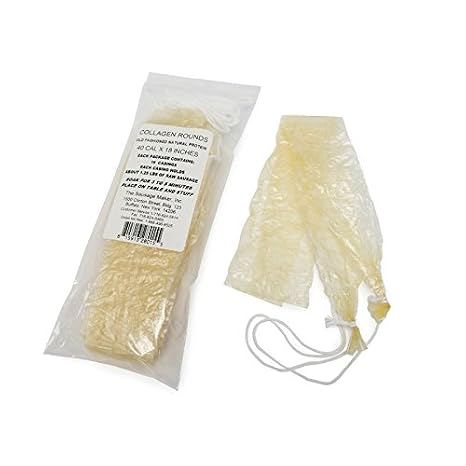 The Sausage Maker - Rounded Collagen Sausage Casings, 40mm x 18", Pre-Tied (20pcs)