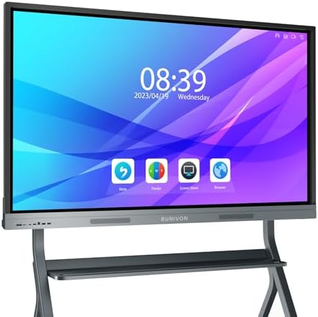 Smart Board, 55'' 4K UHD Smart Whiteboard, Touch Screen Electronic Whiteboard for Classroom and Business (with a Stand)