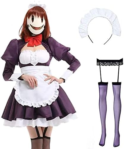 Women Fancy Maid Dress High Rise Invasion Cosplay Costume with Mask wig Enis Full Sets Outfits