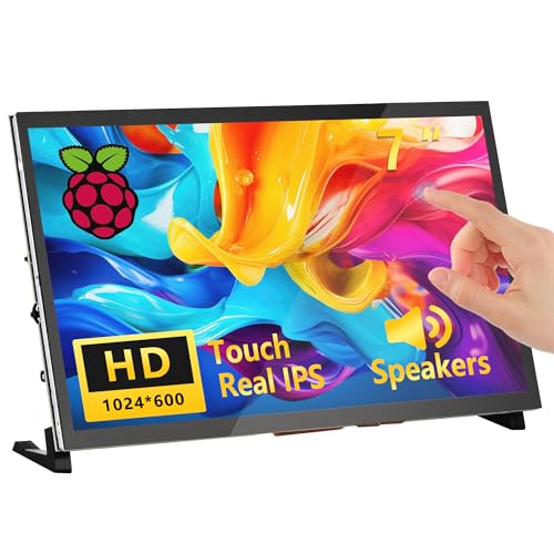 Touchscreen Monitor for Raspberry Pi 7 IPS LCD Screen 1024 x 600 Smooth Touch Built-in Dual Speakers HDMI Input Compatible with Raspberry Pi 543Zero Easy Set-up Driver-Free
