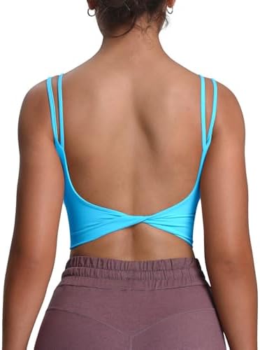 Aoxjox Womens Workout Sports Bras Fitness Yoga Crop Tank Metamorph Twist Back Cami