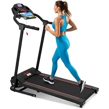 SereneLife Electric Folding Treadmill Exercise Machine - Smart Compact Digital Workout Fitness Trainer w/Bluetooth App Sync, Manual Incline Adjustment, for Walking, Running, Gym