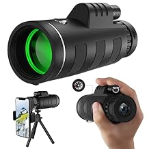 40x60 High Definition Monocular Telescope with Smartphone Adapter, BAK4 Prism FMC Monocular with Clear Low Light Vision for Wildlife Hunting Camping