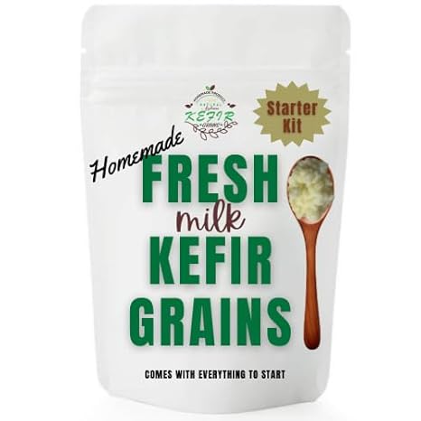 1 TBSP Fresh Milk Kefir Grains, Live Kefir Starter Culture, Bulgaros de Leche, Starter Kit  with Everything to Start