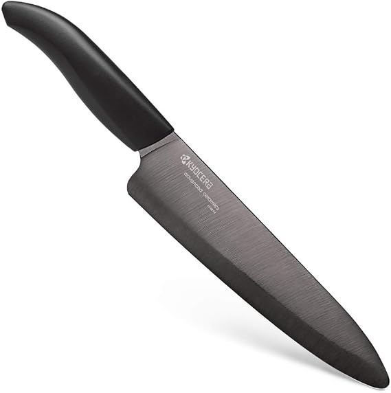 Kyoceras Revolution Ceramic Revolution Series: 7 Professional Ceramic Chef Knife, Black | KYOCERA Revolution 7 Ceramic Chefs Knife: Professional All-Purpose Zirconia Blade for Fruits, Vegetables & Boneless Meats