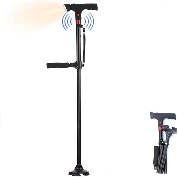 Ready Walker Cane with Light, 2025 New Readywalker Smart Cane, Walking Stick - Adjustable Folding Walking Sticks, Portable Collapsible Balancing Walking Aid - Travel Walking Cane for Elderly
