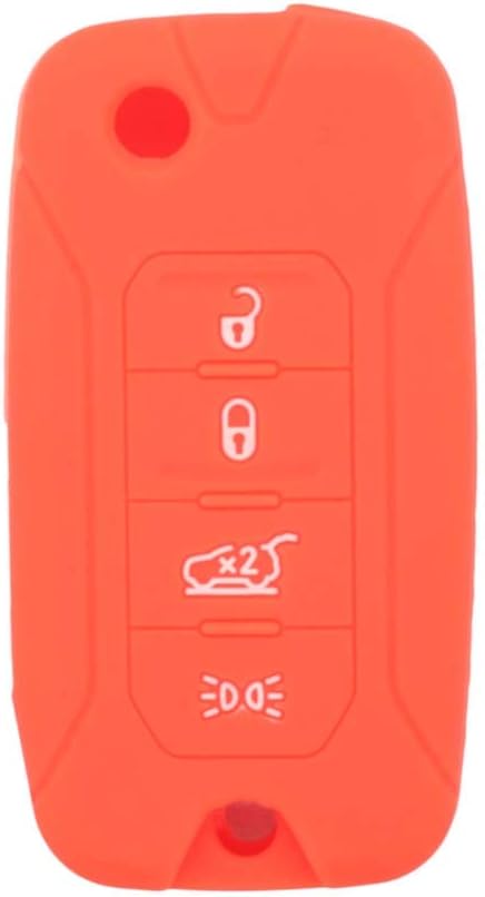 Silicone Cover Protector Case Holder Skin Jacket Compatible with JEEP Renegade 4 Button Flip Remote Key Fob CV4757 Orange