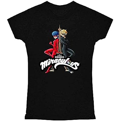 Pop Threads Miraculous Ladybug and Cat Noir Merch Eiffel Tower Tee Shirt for Women