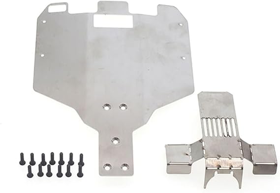 RC Metal Upgrade Stainless Steels Egg Protective Armor Set - Chassis Armor, Skid Plate Spare Parts for Wltoys 12428/12429/12423 Buggy RC Car Accessories (Sliver)