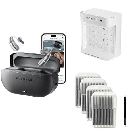 ELEHEAR-Beyond OTC Hearing Aids with Dry Box and Wax Guards, AI Technology, Superior Sound Quality, Connectivity with iOS or Android via Bluetooth, for Seniors and Adults