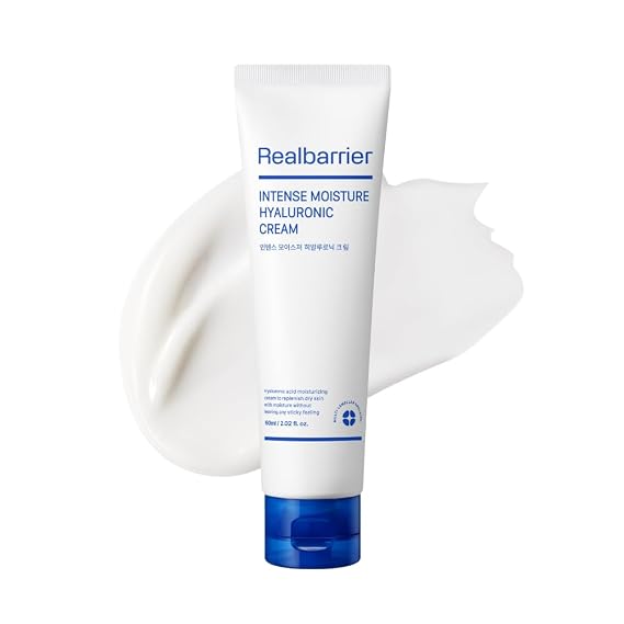 Real Barrier | Intense Moisture Hyaluronic Cream | Panthenol Skin Barrier Repair Face Cream | Hyaluronic Acid Moisturizing Face Lotion | Face Moisturizer for Dry & Sensitive Skin | 2.02 fl oz (60ml)
