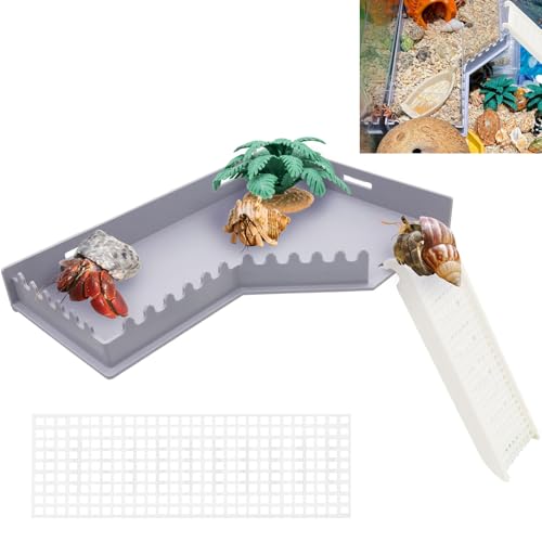 Hermit Crab L-Shaped Platform with Ladder Hermit Crab Climbing Toys, Habitat Tank Accessories, Reptile & Hamster Activity Platform