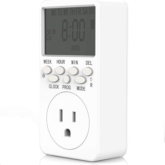 7-Day Programmable Digital Countdown Plug Timer for 110V AC, Energy-Saving Indoor Timer Outlet