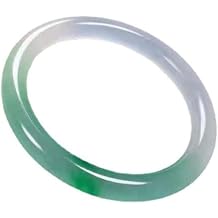 Natural Jade Bangles, Jade Color Bracelet, Jade Bangle Bracelet, Half Green Half White Floating Flower Thin Round Bracelets, Jingle, Bring Good Luck, Wi,Green,Jade,White-60Mm