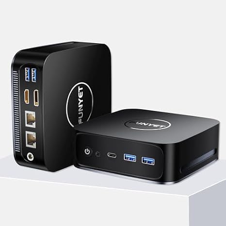 FUNYET Mini Desktop Computer, Mini PC Gaming PC, with Intel 12th Gen Alder Lake N95(up to 3.4GHz), 16GB DDR4 RAM 512GB SSD, Supports 4K Displays, Windows 11 Pro Black