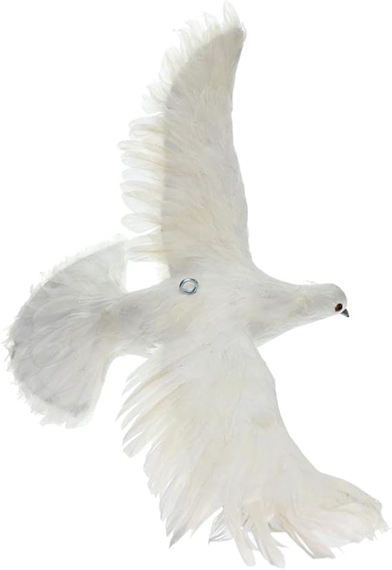 1x Artificial Feathered Pigeon Decoy Bird Garden Decor , #4 White Flying