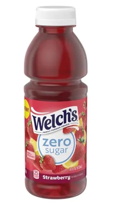 Welch's Zero Sugar Strawberry Flavored Juice Drink, 16 Floz (Pack of 12).