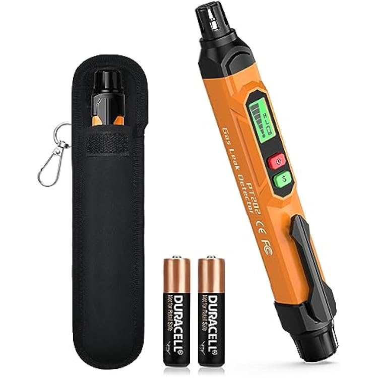 Gas Leak Detector, TECHAMOR PT202 Portable Natural Gas Leak Alarm Locate Gas Leaks of Combustible Gases Like Methane, LPG, LNG, Fuel for HomeIncludes Battery x2 & Carrying Pouch Orange