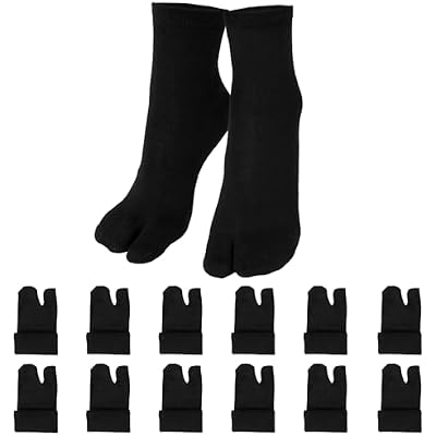 6 Pairs Flip Flop Socks, Elastic Tabi Split Toe Wicking Cotton Non Slip for Women Men