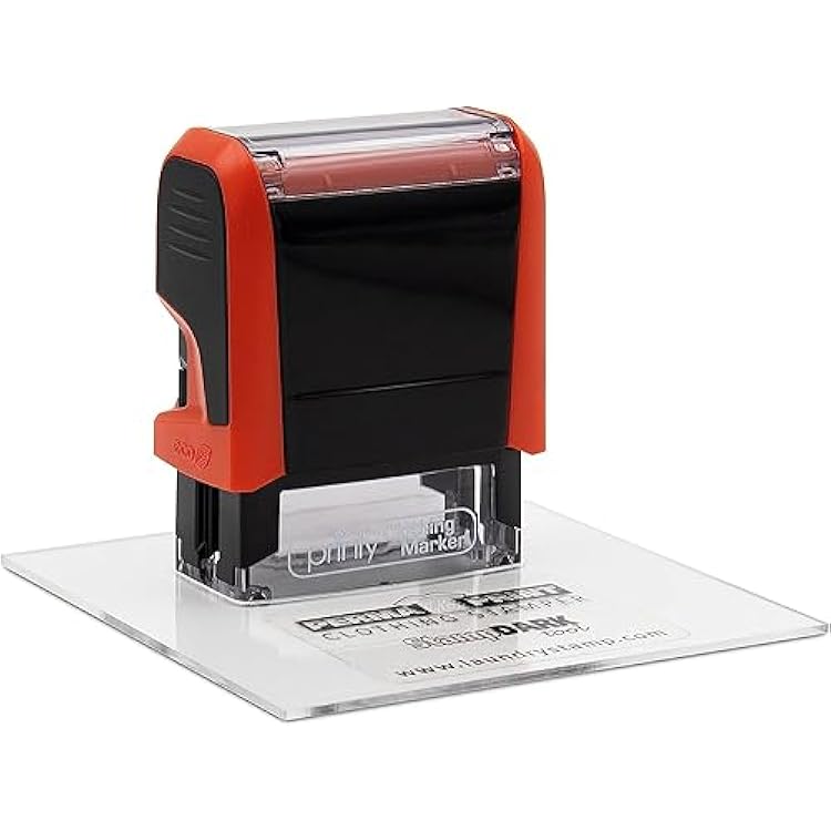 MaxMark Clothing Stamp with StampDARK Tool and Extra Replacement pad - Choose from Many Fonts and Icons.