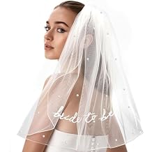 Bride to Be Veil Tulle Bow Pearl Veil for Bachelorette Party Bride to Be Embroidered Women Headpiece for Bridal Shower