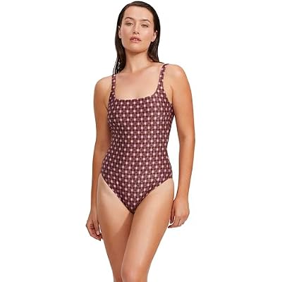 Gottex Luma Vintage Charm Womens Square Neck Tank One Piece Swimsuit - Removable Soft Cups and Front & Back Linning