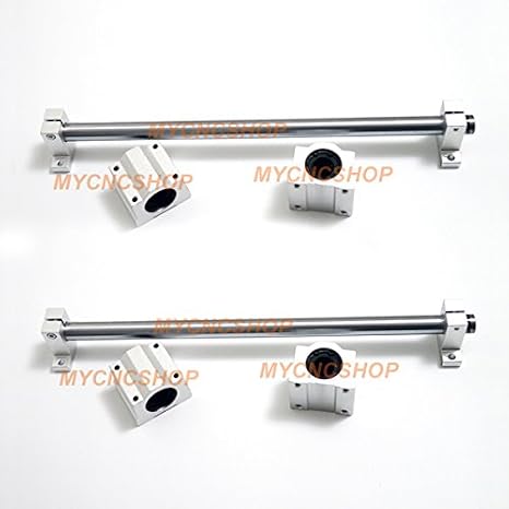 FBT 4Pcs Dia.12mm Linear Round Shaft Set Diameter 12mm - L400mm Linear Shaft Hardened Rod + 8Pcs SK12 Shaft Rail Support + 8Pcs SCS12UU Linear Blocks Unit