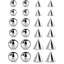 Piercing Balls & Spikes Externally Threaded - Spike Septum Balls Set For Belly, Tongue, Tongue, Eyebrow, Ear, Cartilage, Rook, Helix, Labret Stud Lip Rings, Snake Bites Piercing Jewelry Parts