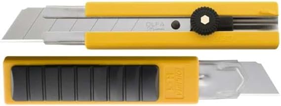 OLFA 25mm Extra Heavy-Duty Utility Knife (H-1) - Anti-Slip Rubber Inset | 25mm Japanese tool steel snap-off, anti-slip rubber inset, ratchet-lock - Heavy cutting - Contractors and Construction