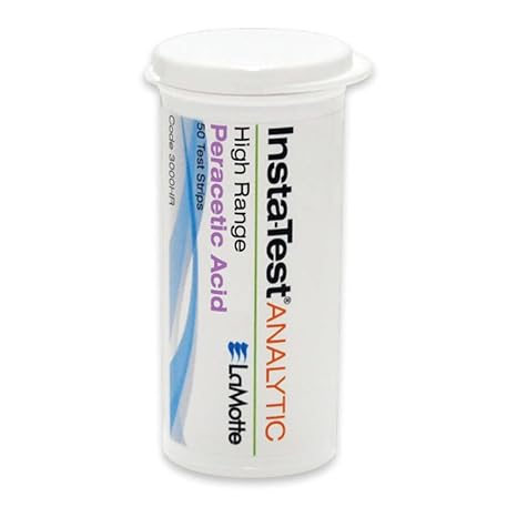 LaMotte Insta-Test 3000HR Peracetic Acid Single Factor Test Strip, High Range, 0-1000ppm Range (Pack of 50)