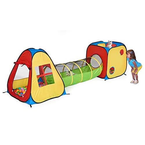 UTEX 3 in 1 Pop Up Play Tent with Tunnel, Ball Pit for Kids, Boys, Girls, Babies and Toddlers, IndoorOutdoor Playhouse
