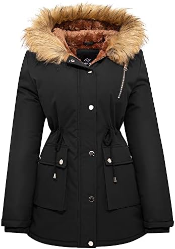 FARVALUE Womens Water-repellent Winter Coat Thicken Puffer Jacket Warm FLeece Lined Parka with Fur Hood