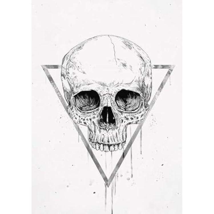 Skull in a triangle bw Poster Print - Balazs Solti 18 x 24