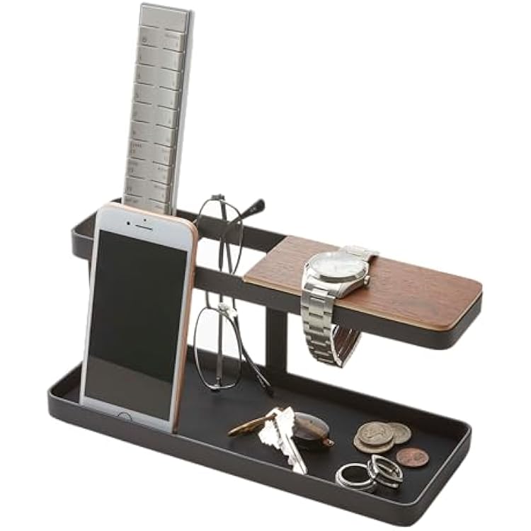 YAMAZAKI Home Tower Desk Bar - Wood & Steel Organizer - Steel