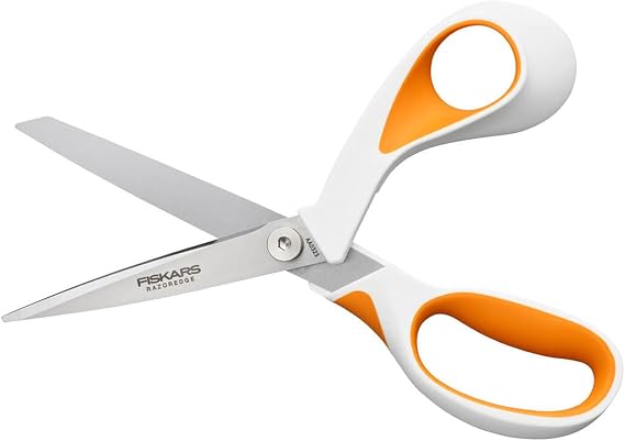 Fiskars 1014579 Scissors RazorEdge Softgrip 21 cm, Stainless Steel Blade/Plastic Handles, Orange