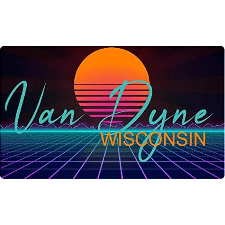 Van Dyne Wisconsin 4 X 2.25-Inch Fridge Magnet Retro Neon Design