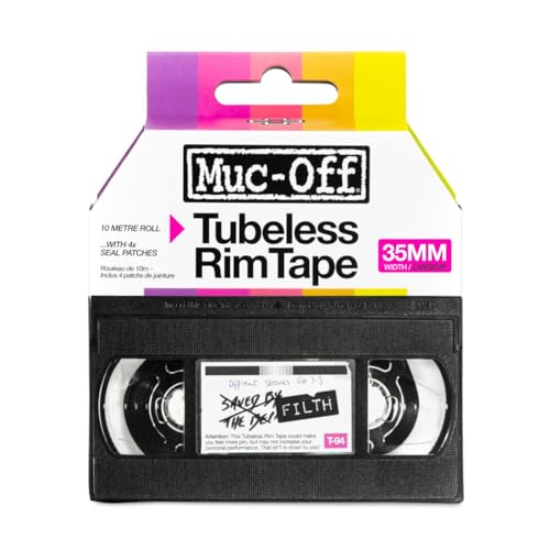 Muc-Off Tubeless Rim Tape, 35mm - Adhesive Bike Tire Liner, Tubeless Tape for MTBRoadGravel Bikes - Tubeless Kit Including 10m Roll of Bike Tape