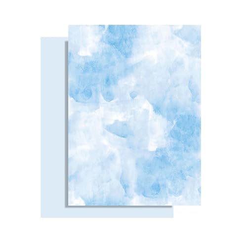 Mictong 10 Pieces Blue Watercolor Halo Dyeing Waterproof Kapok Paper,Flower Bouquet Packaging Paper Floral Art Flower Shop Materials,13.8  20.9in