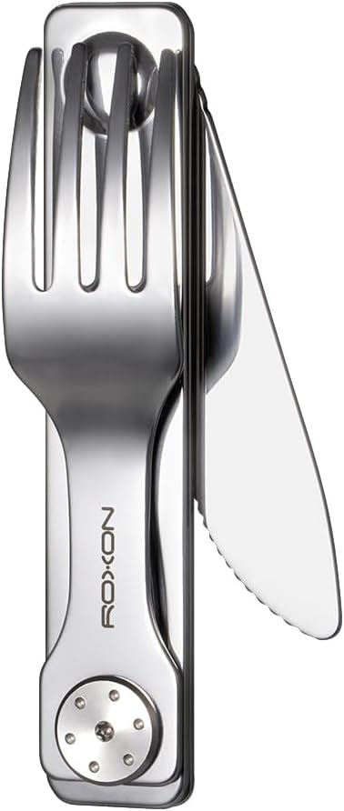 ROXON C3 Folding Cutlery 2 in 1 Detachable EDC Tool with Fork & Knife | Camping Utensil for Outdoor, Camping, Hiking, Easy to Carry Tableware