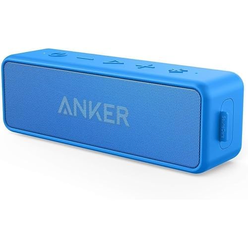 Anker Soundcore 2 Portable Bluetooth Speaker with Stereo Sound, Bluetooth 5, Bassup, IPX7 Waterproof, 24-Hour Playtime, Wireless, Speaker for Home, Outdoors, Travel - Blue
