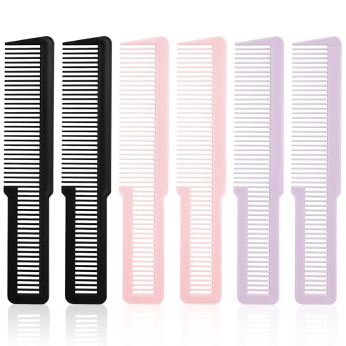 Hair Cutting Comb, 6 Pcs Barber Combs Professional Fine Tooth Clipper Comb Portable All Purpose Hair Styling Combs for Men Women Stylists Home Salon, 3 Colors Black, Purple, Pink