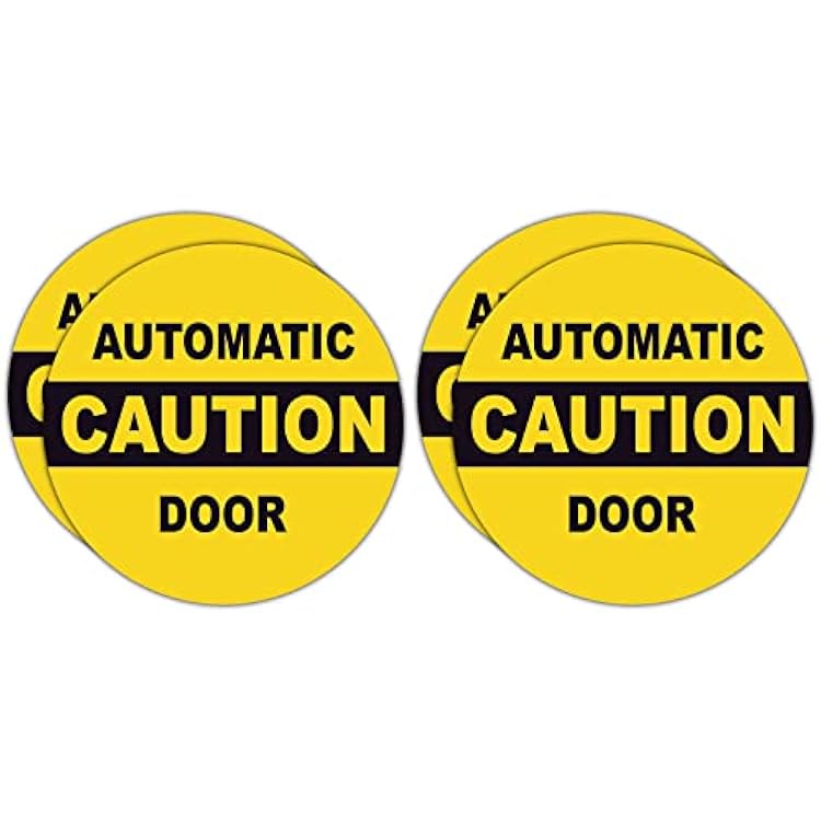 Round Caution Automatic Door Decals | Weatherproof Stickers | Glass Entry Labels