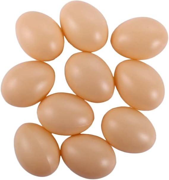 Leadigol 10 PCS Plastic Fake Eggs,Brown Fake Eggs Easter Eggs,Realistic Chicken Egg,Artificial Plastic Eggs for DIY Easter Eggs, Painting and Crafts