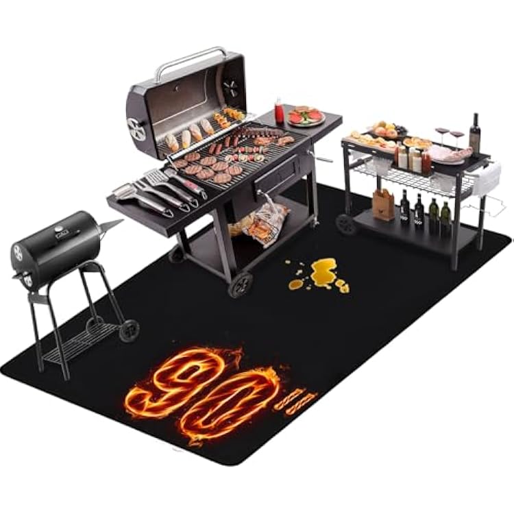 90x48 Inches Extra Large Grill Mat for Outdoor Grill - Fireproof Deck and Patio Protector, Waterproof and Oil-Proof Barbecue Grill Mat